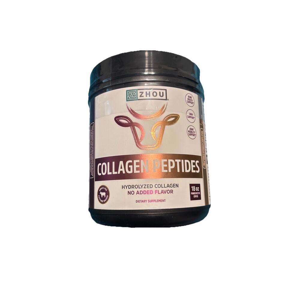 Zhou Collagen Peptides Hydrolyzed Protein Powder, Unflavored, 18oz Ready To Use